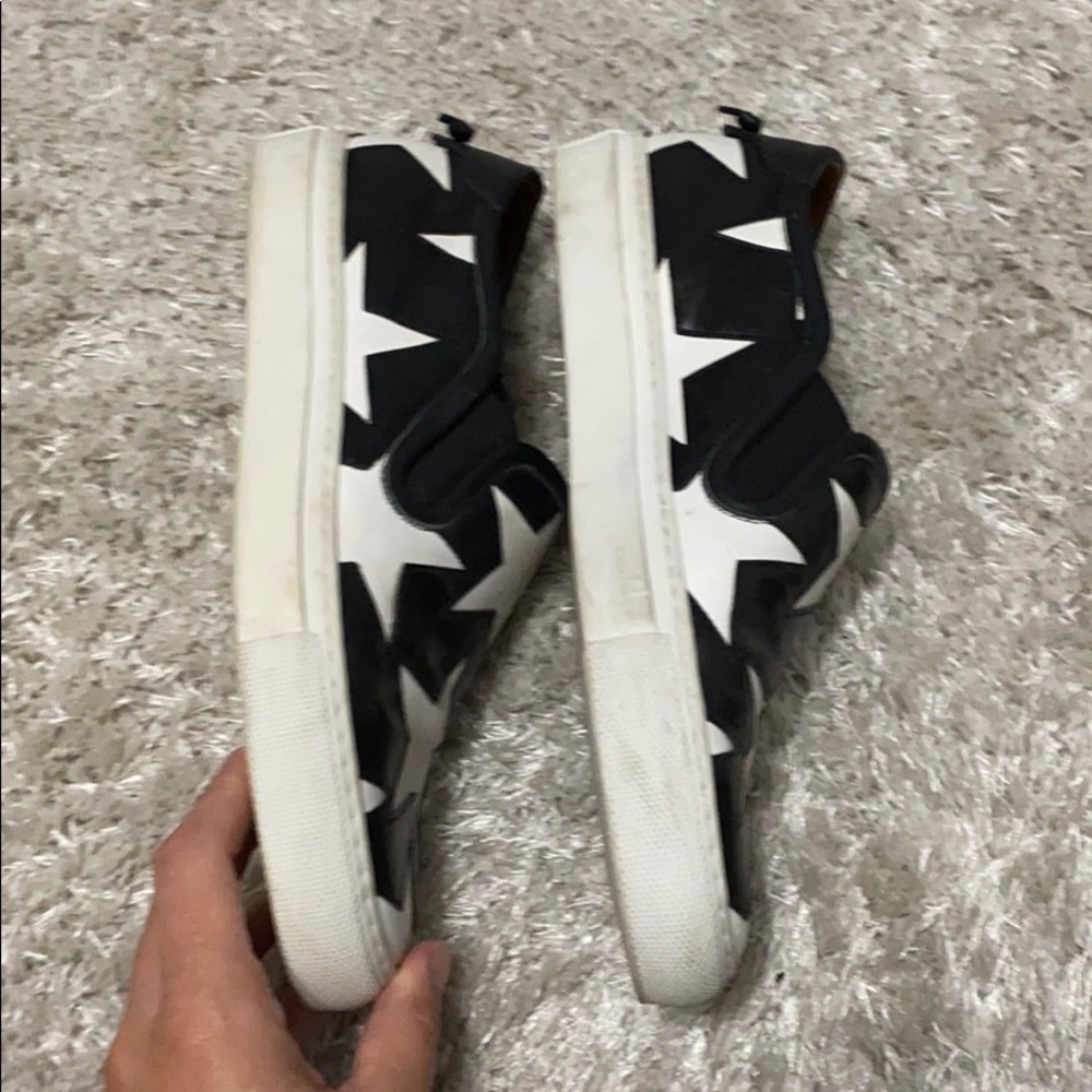 Givenchy Black Leather Slip-On Espadrilles with White Star Appliqués - Picture 7 of 9